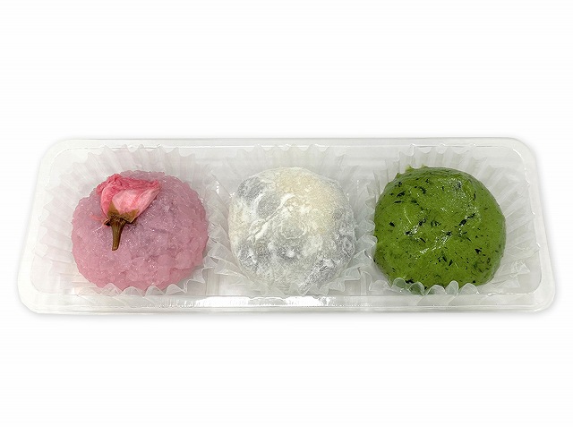 春の三色もち　桜もち・豆大福・草もち