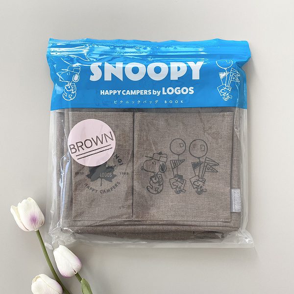 『SNOOPY HAPPY CAMPERS by LOGOS ピクニックバッグ BOOK BROWN』