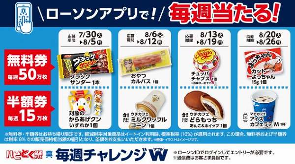 無料券＆半額クーポンが当たる！毎週チャレンジ"W"(ダブル)